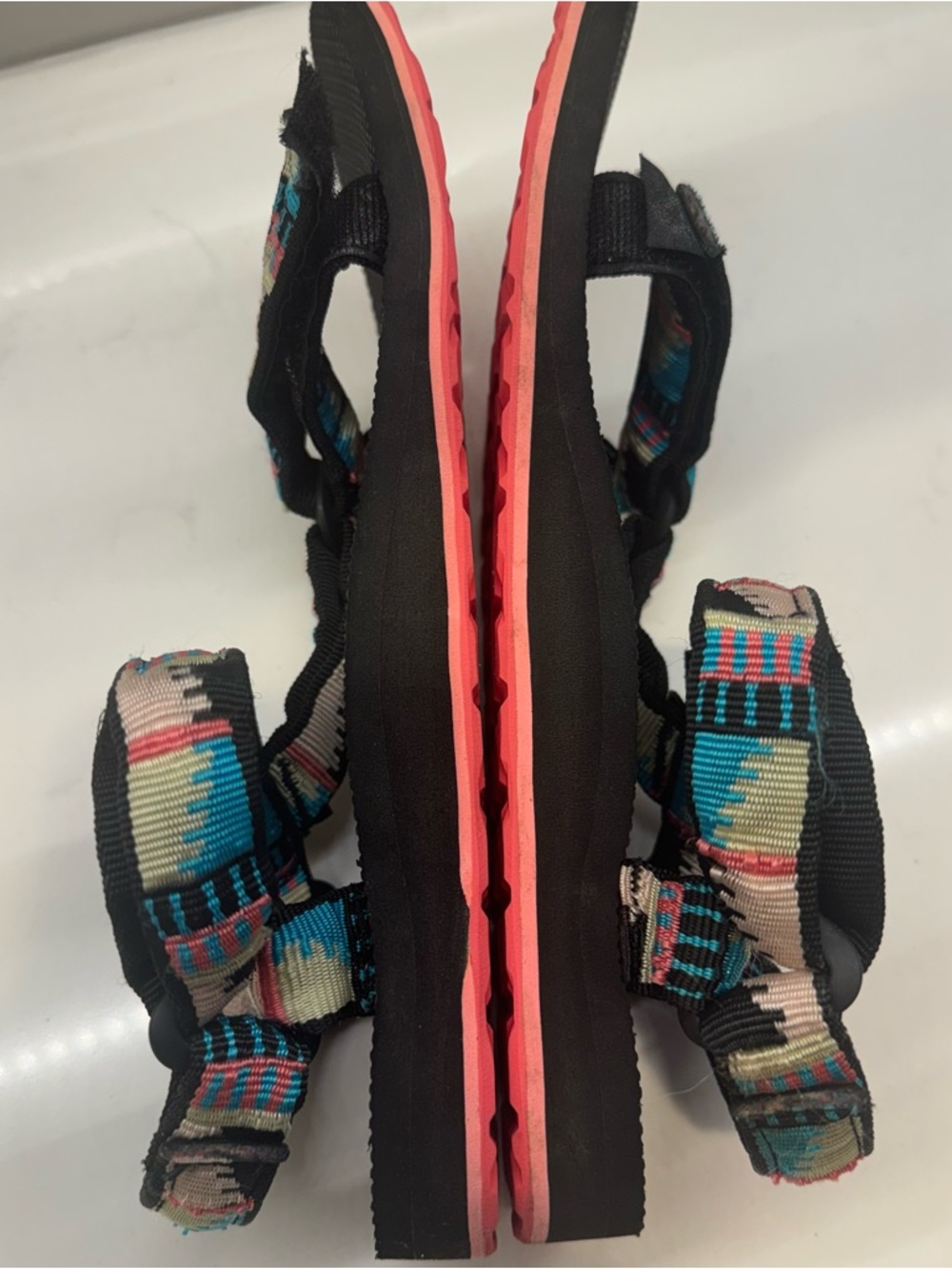 Teva Original Universal Sandals Geometric Print Black Pink Women’s Size 8 - Picture 7 of 9